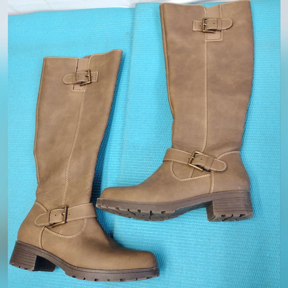 Sonoma Women's Knee High Boots Side Zip Low Heel Brown 6.5